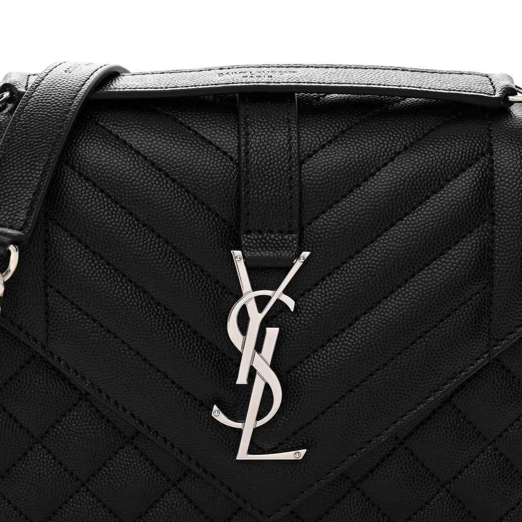 Grain De Poudre Textured Mixed Matelasse Triquilt Medium Monogram Satchel Black