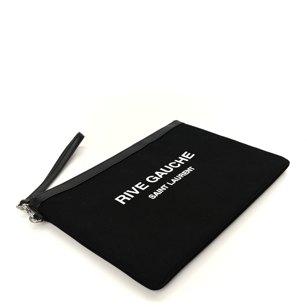 Linen Canvas Rive Gauche Zipped Pouch Black