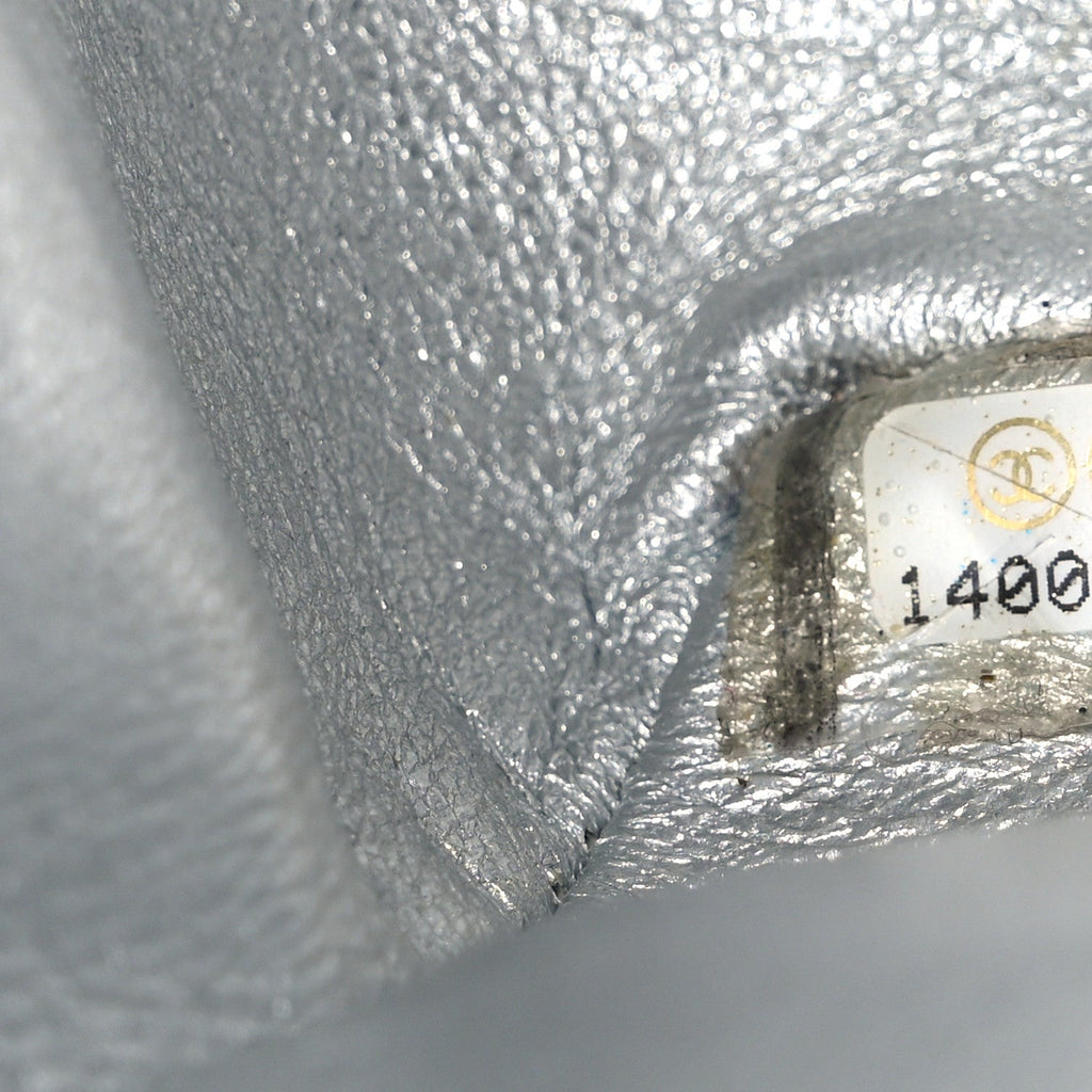 Metallic Lambskin Quilted Jumbo Single Flap Silver