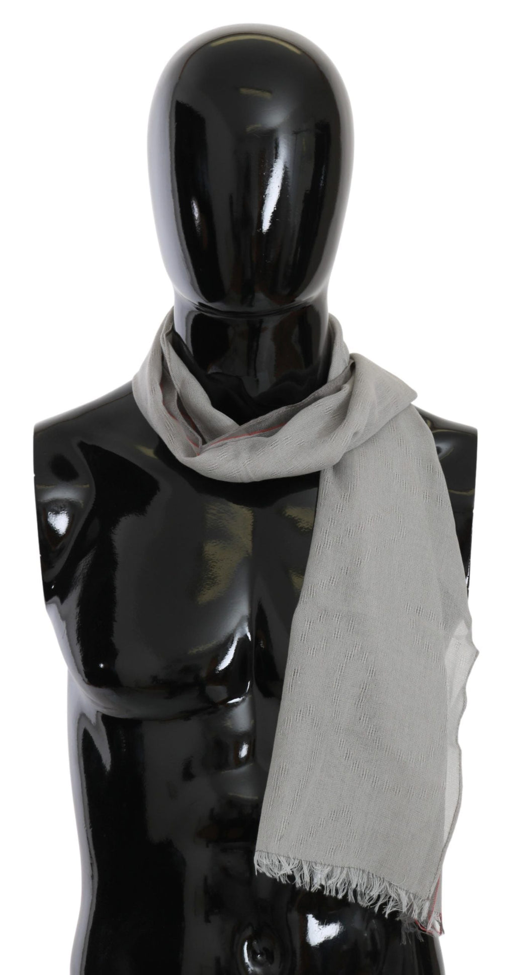 Costume National Gray Fringe Neck Wrap Cotton Men's Scarf