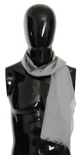 Costume National Gray Fringe Neck Wrap Cotton Men's Scarf