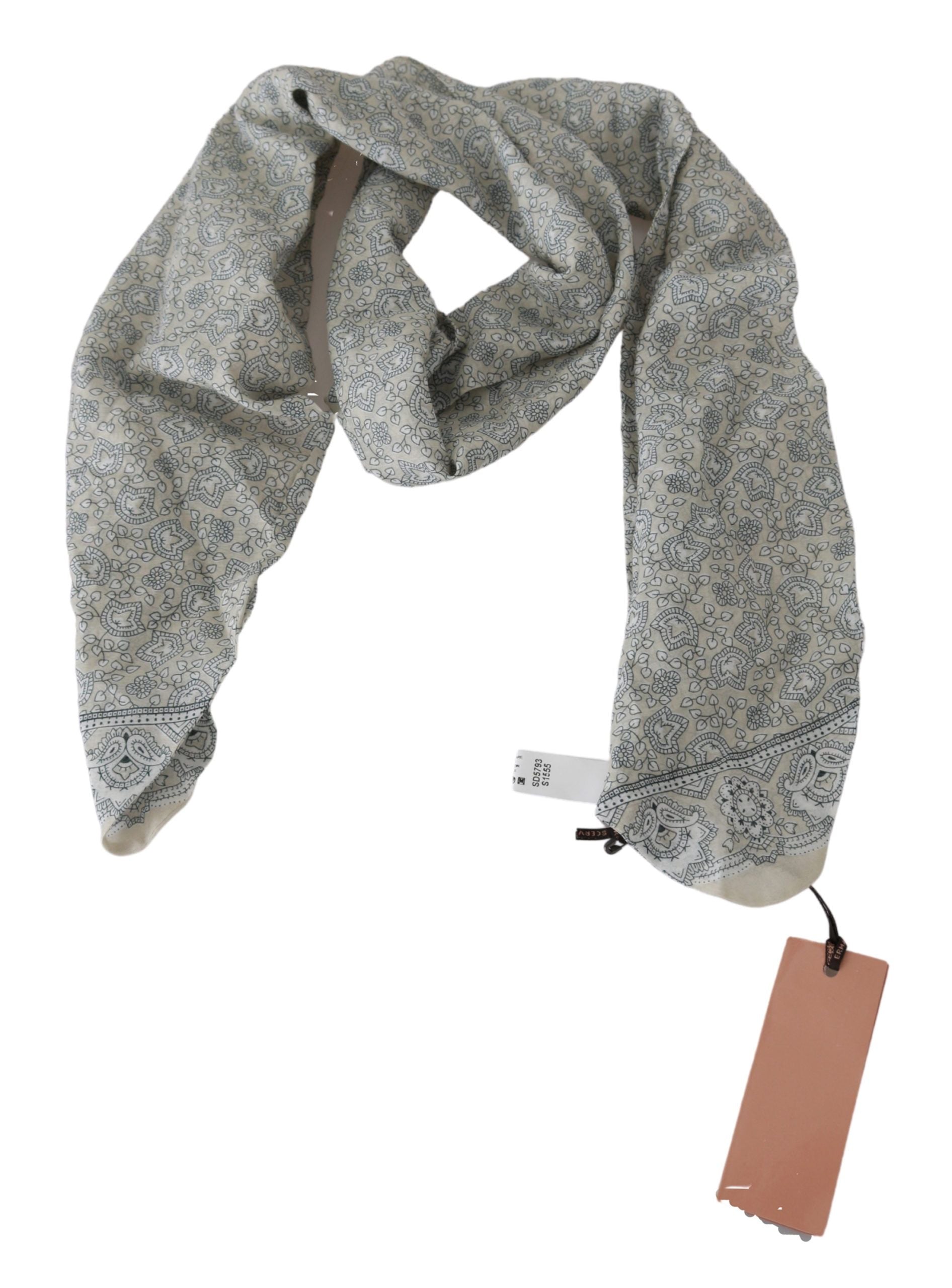 Ermanno Scervino Cotton Beige Blue Fantasy Print Women's Scarf