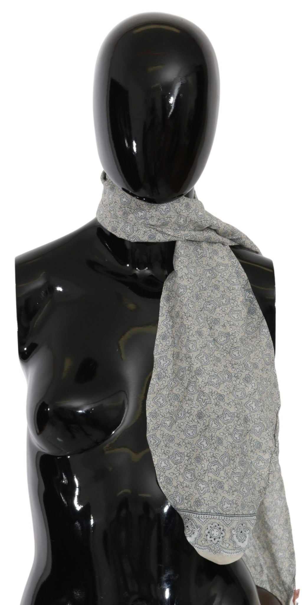 Ermanno Scervino Cotton Beige Blue Fantasy Print Women's Scarf