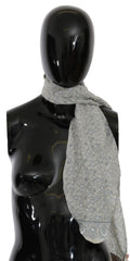 Ermanno Scervino Cotton Beige Blue Fantasy Print Women's Scarf