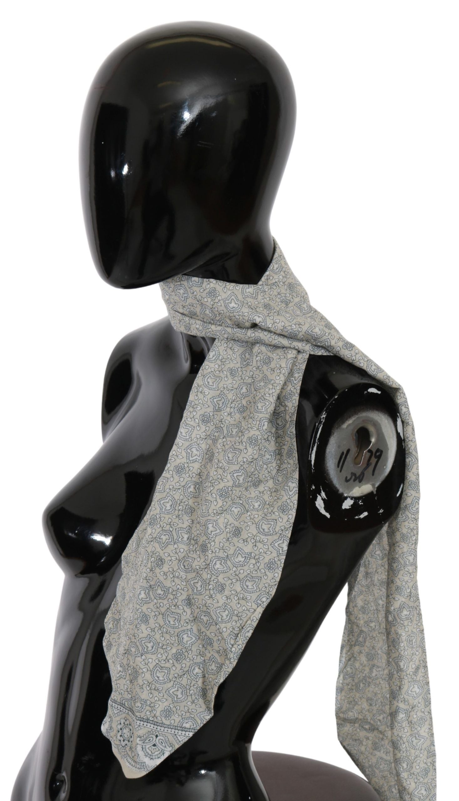 Ermanno Scervino Cotton Beige Blue Fantasy Print Women's Scarf