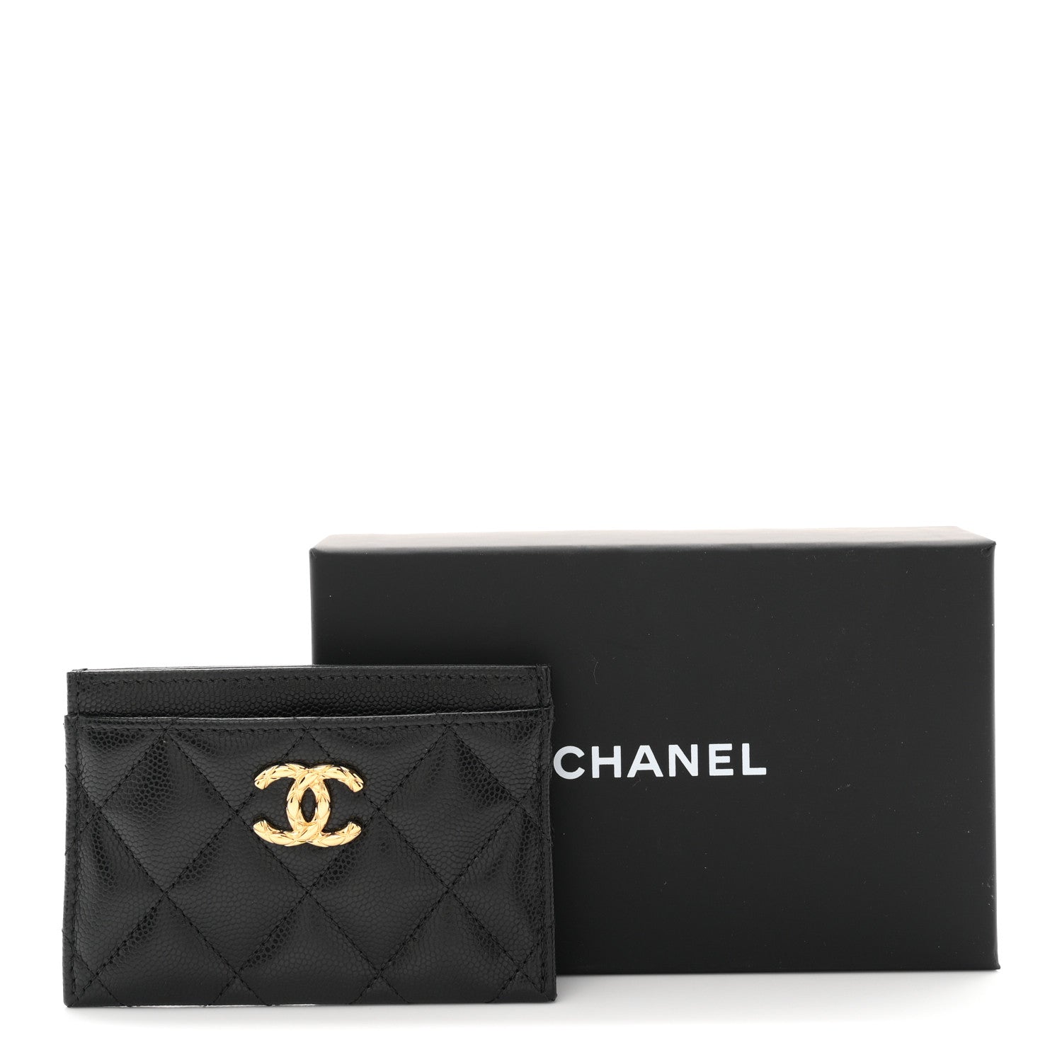 Caviar Quilted CC Card Holder Black