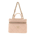 Caviar Quilted Mini Bag Charm With Chain Light Beige