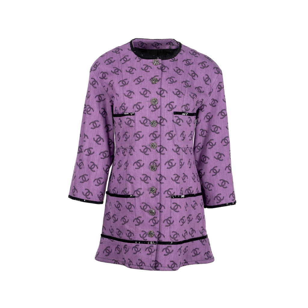 Chanel size 38 22S CC logo Jacket purple / black