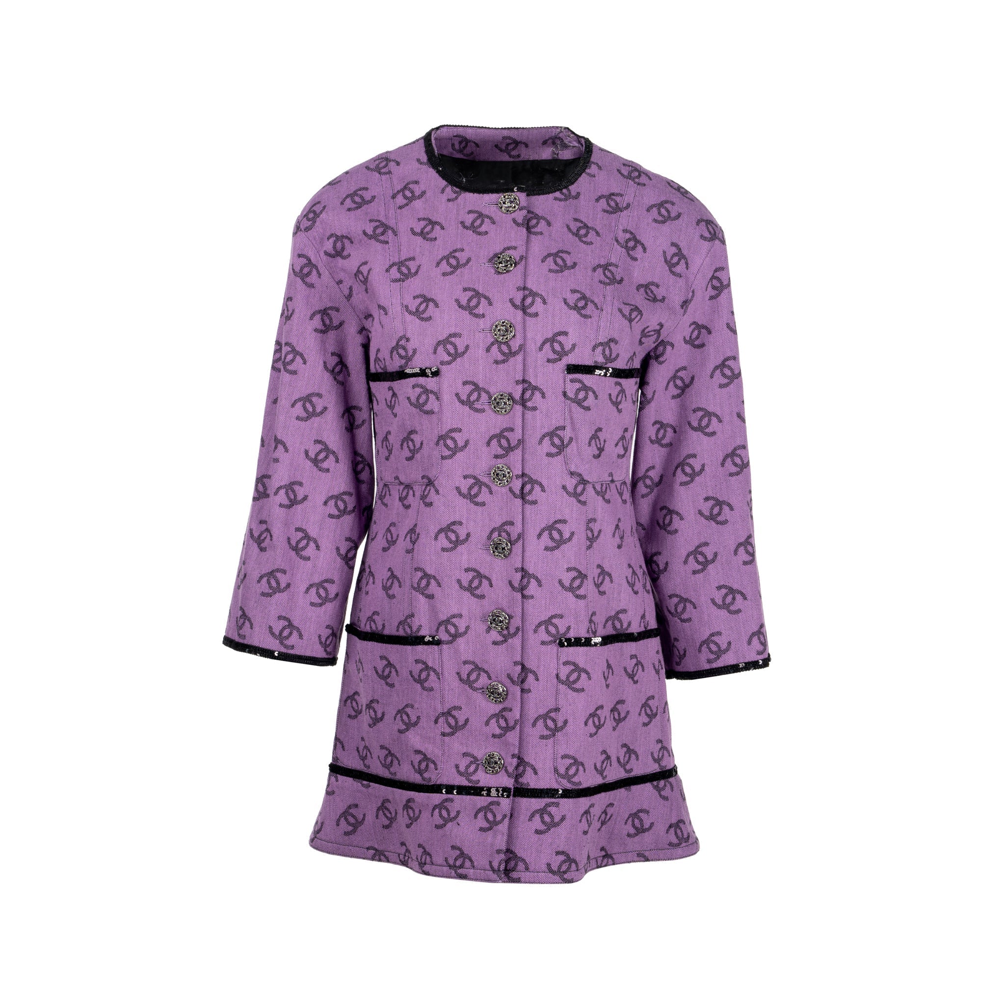 Chanel size 38 22S CC logo Jacket purple / black