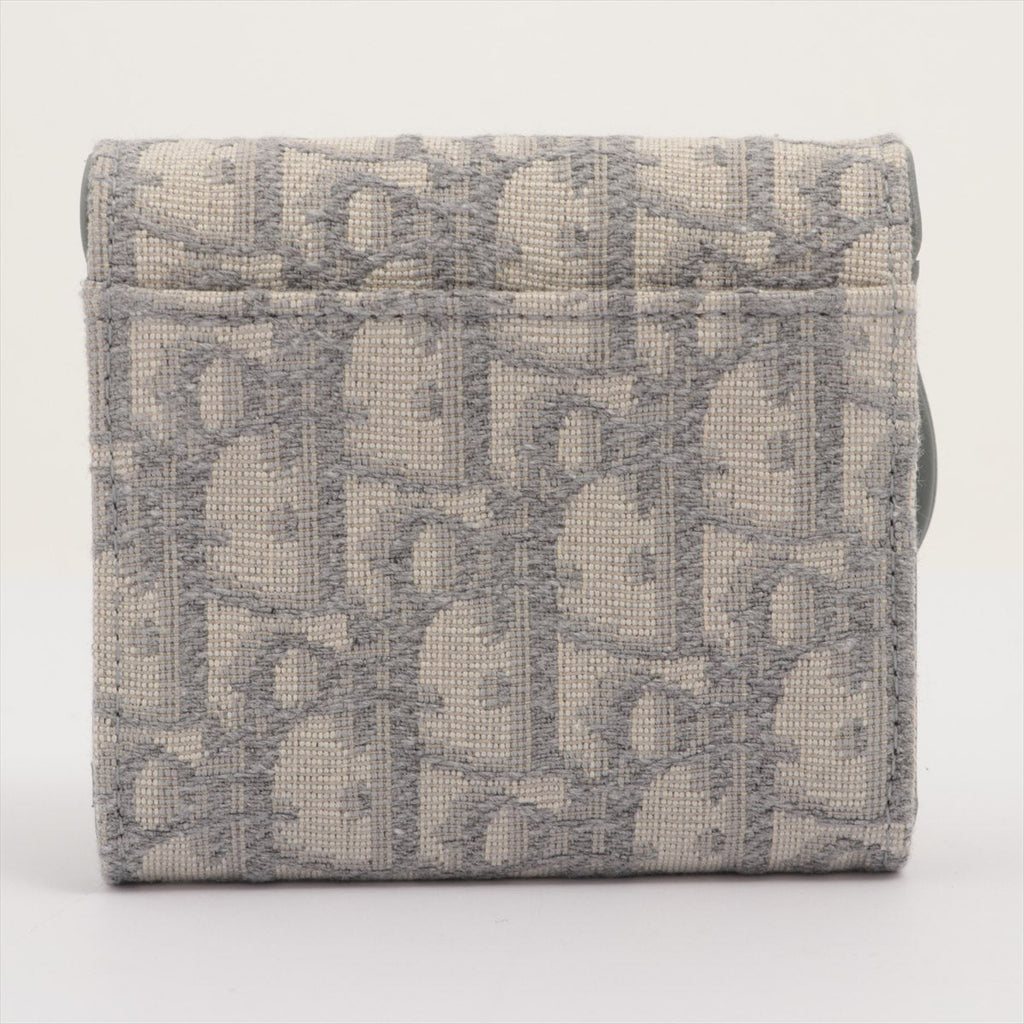 Christian Dior Gray Dior Oblique Jacquard Medium Saddle Wallet [Clearance Sale]