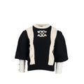 Chanel Size 38 CC Logo Sweater Wool/Cashmere/Cotton White/Black