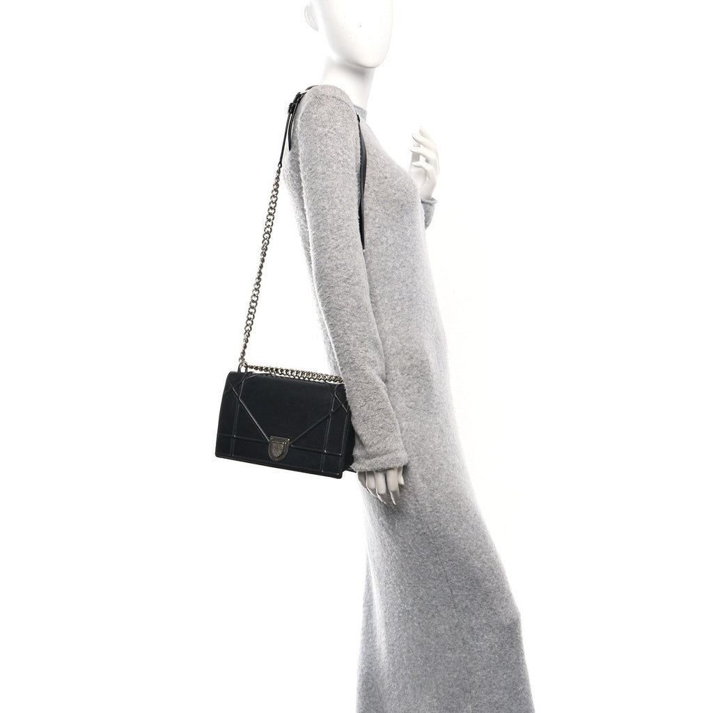 Lambskin Medium Diorama Flap Bag Black