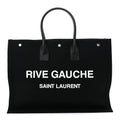 Linen Calfskin Rive Gauche Tote Black