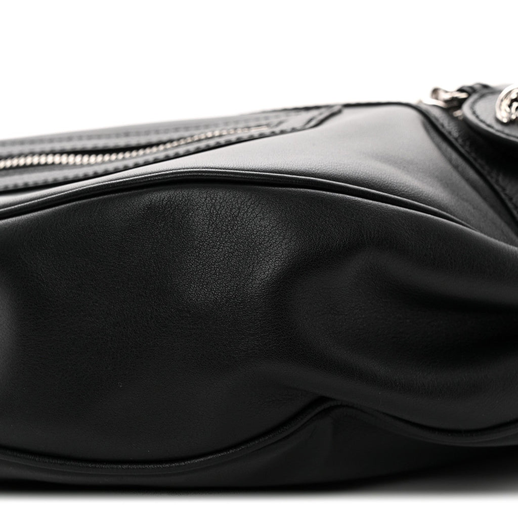 Calfskin Small Repeat Zip Hobo Black
