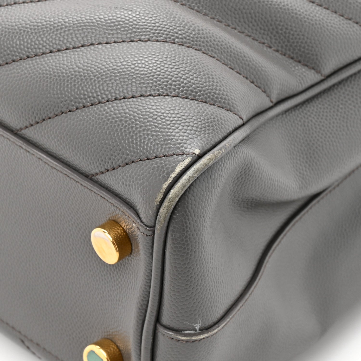 Grain De Poudre Matelasse Chevron Monogram Shopping Bag Fog
