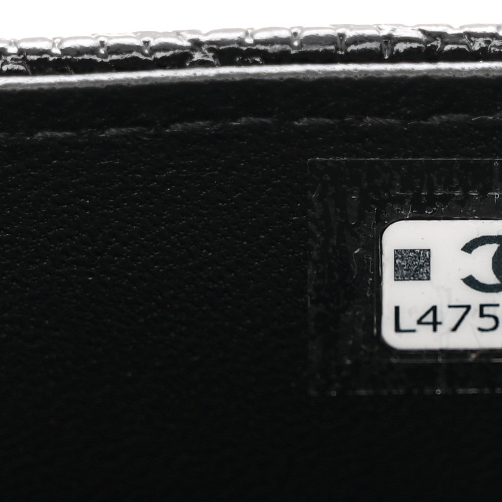 Lizard Calfskin Embossed Clutch With Chain Black
