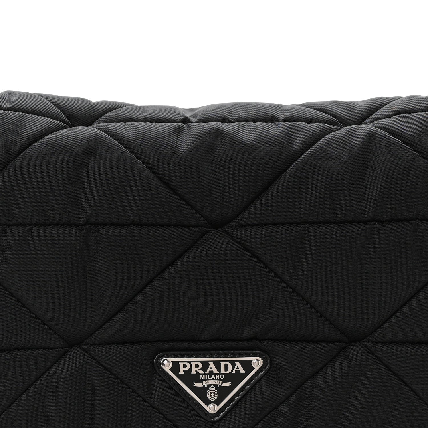 Re-Nylon Quilted Padded Flap Shoulder Bag Black