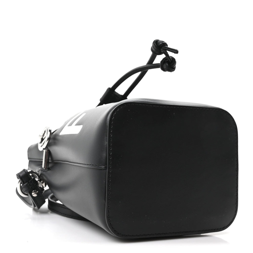Vitello King F is Fendi Logo Embossed Mini Mon Tresor Bucket Bag Black