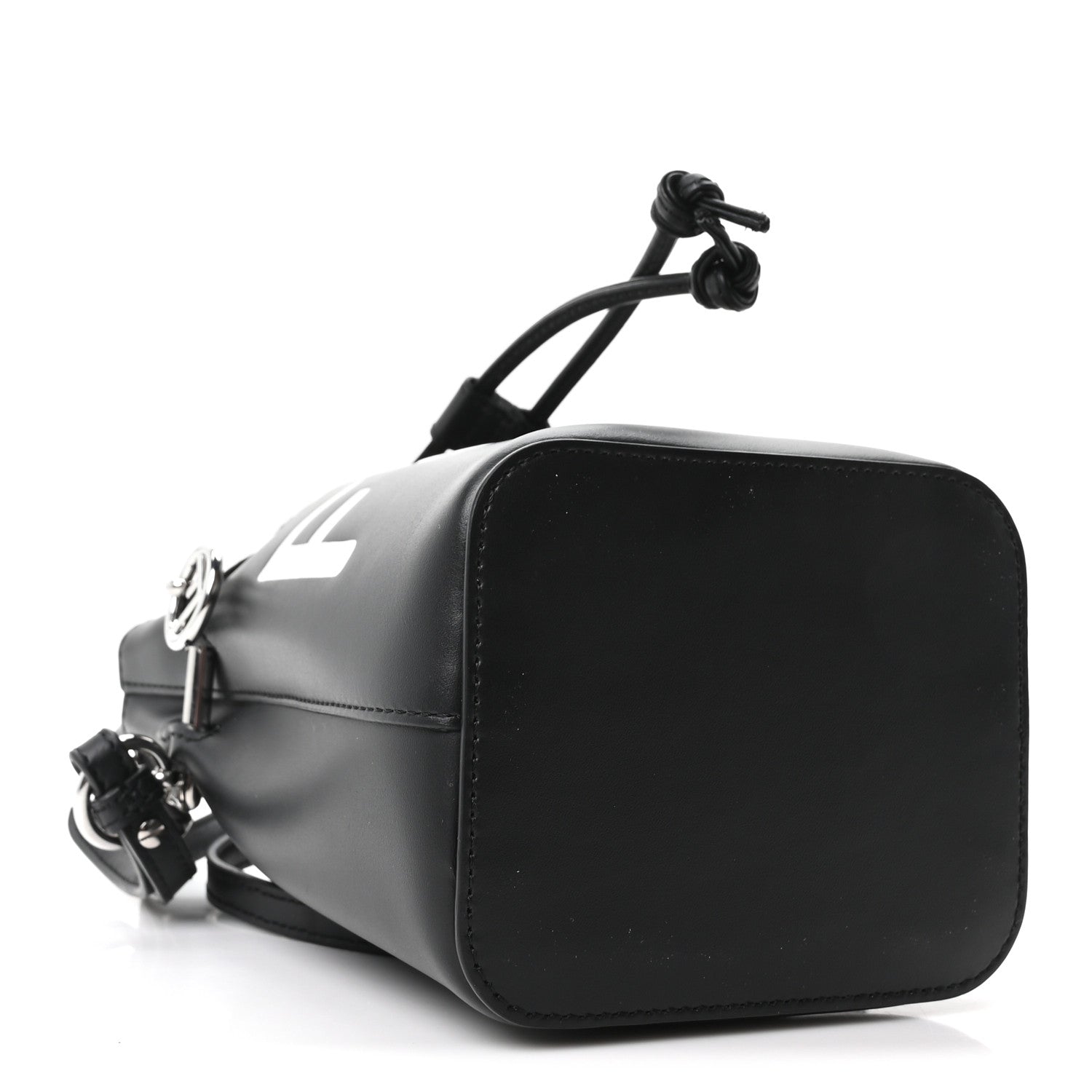 Vitello King F is Fendi Logo Embossed Mini Mon Tresor Bucket Bag Black