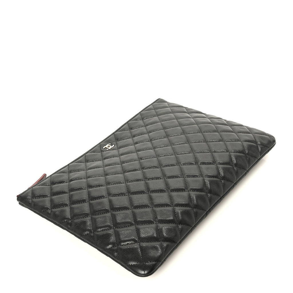 Caviar Quilted Large Cosmetic Case Black