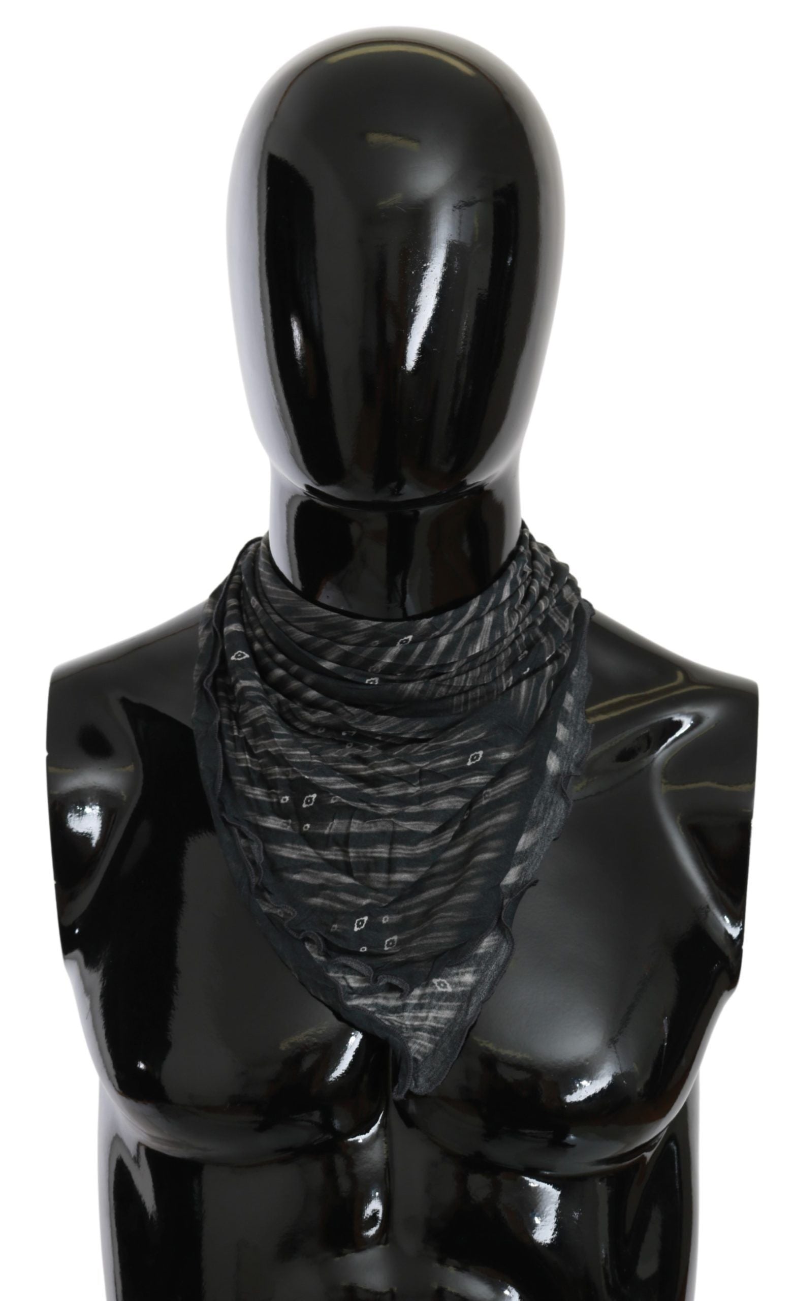Costume National Black Gray Viscose Foulard Branded Women's Scarf