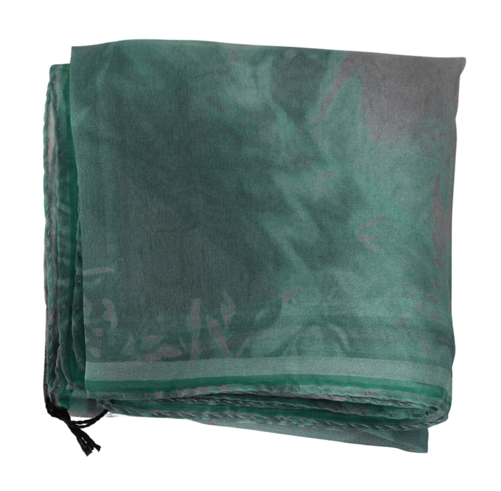 Costume National Green Silk Shawl Foulard Wrap Women's Scarf