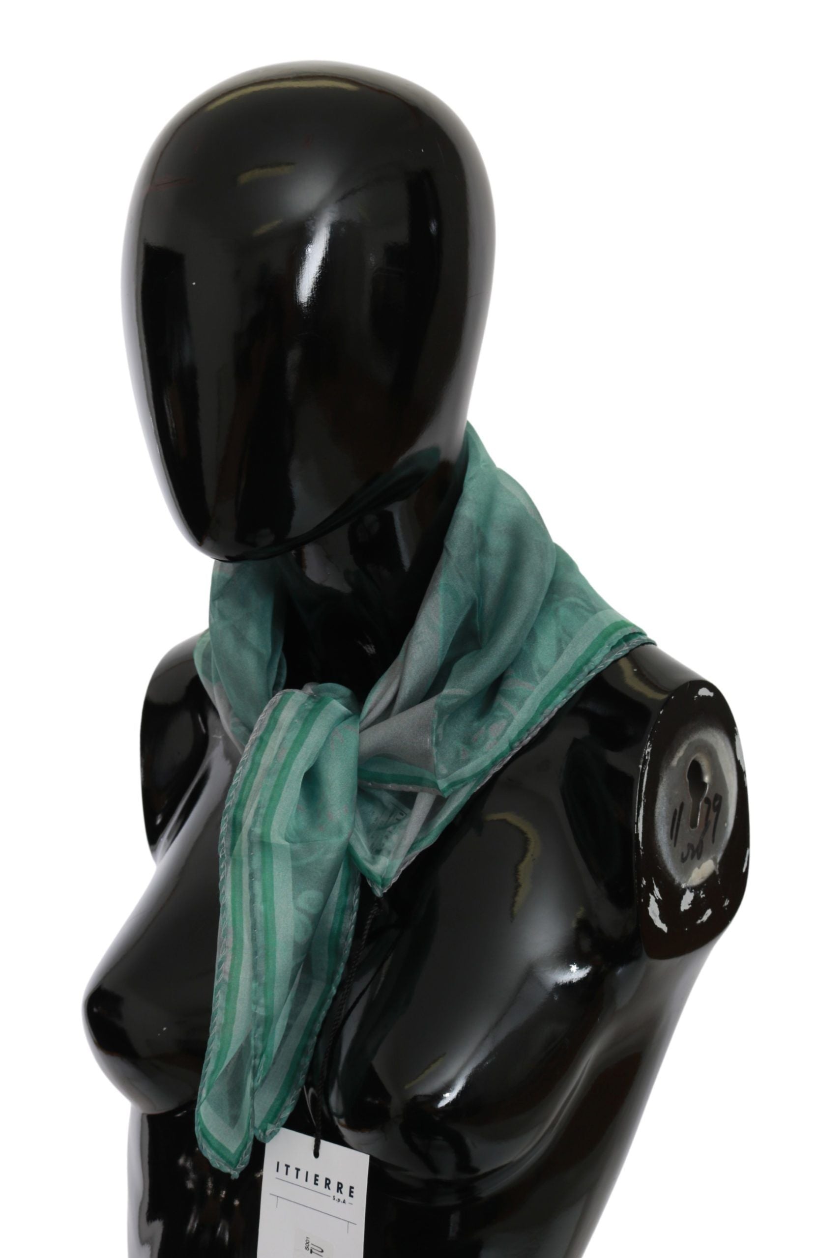 Costume National Green Silk Shawl Foulard Wrap Women's Scarf