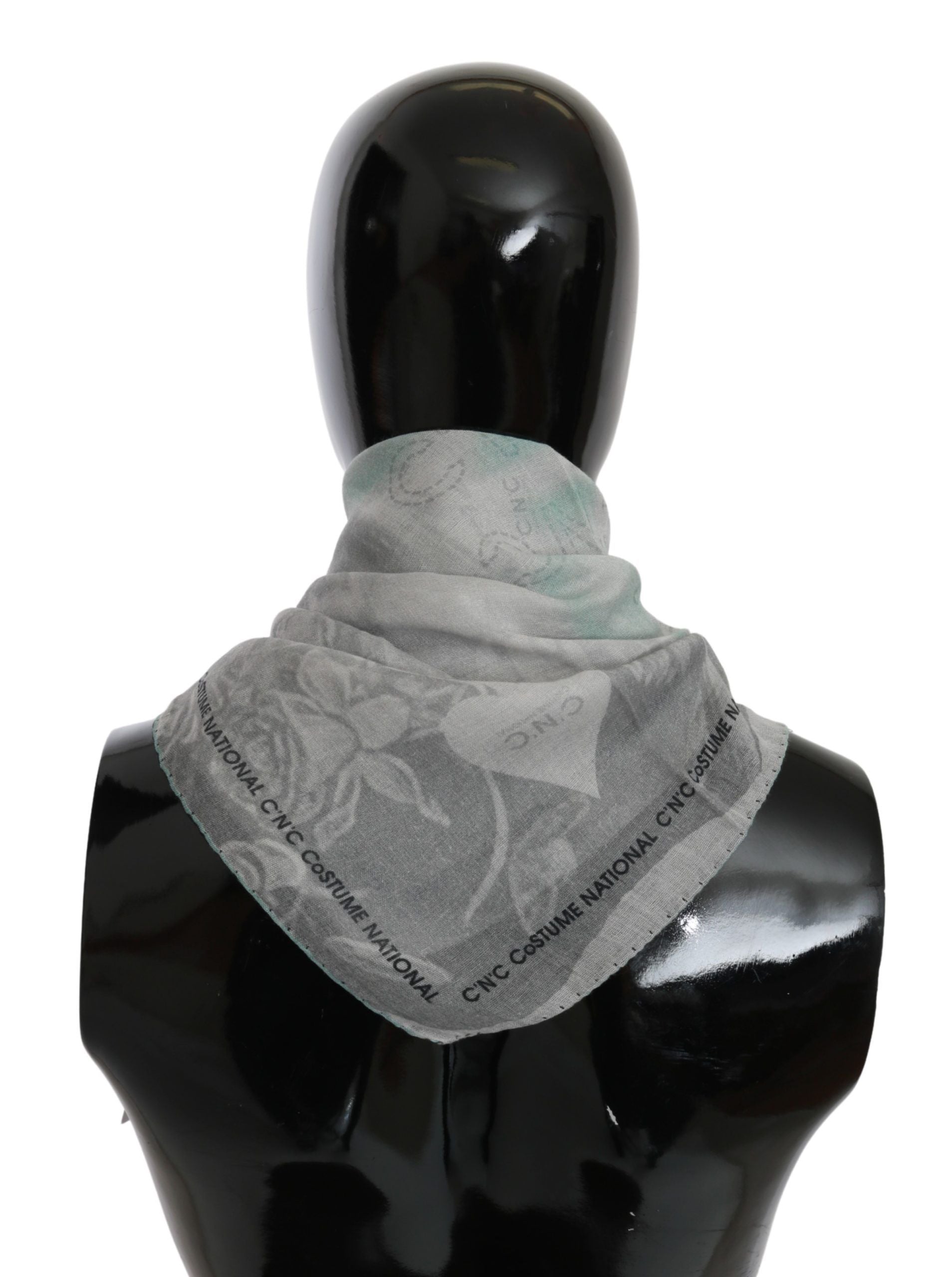 Costume National Gray Silk Shawl Foulard Wrap Women's Scarf