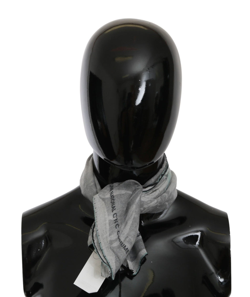 Costume National Gray Silk Shawl Foulard Wrap Women's Scarf