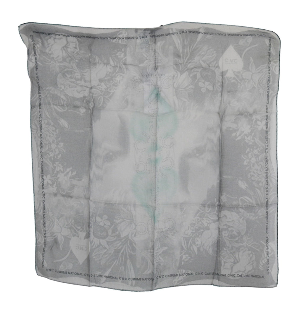 Costume National Gray Silk Shawl Foulard Wrap Women's Scarf