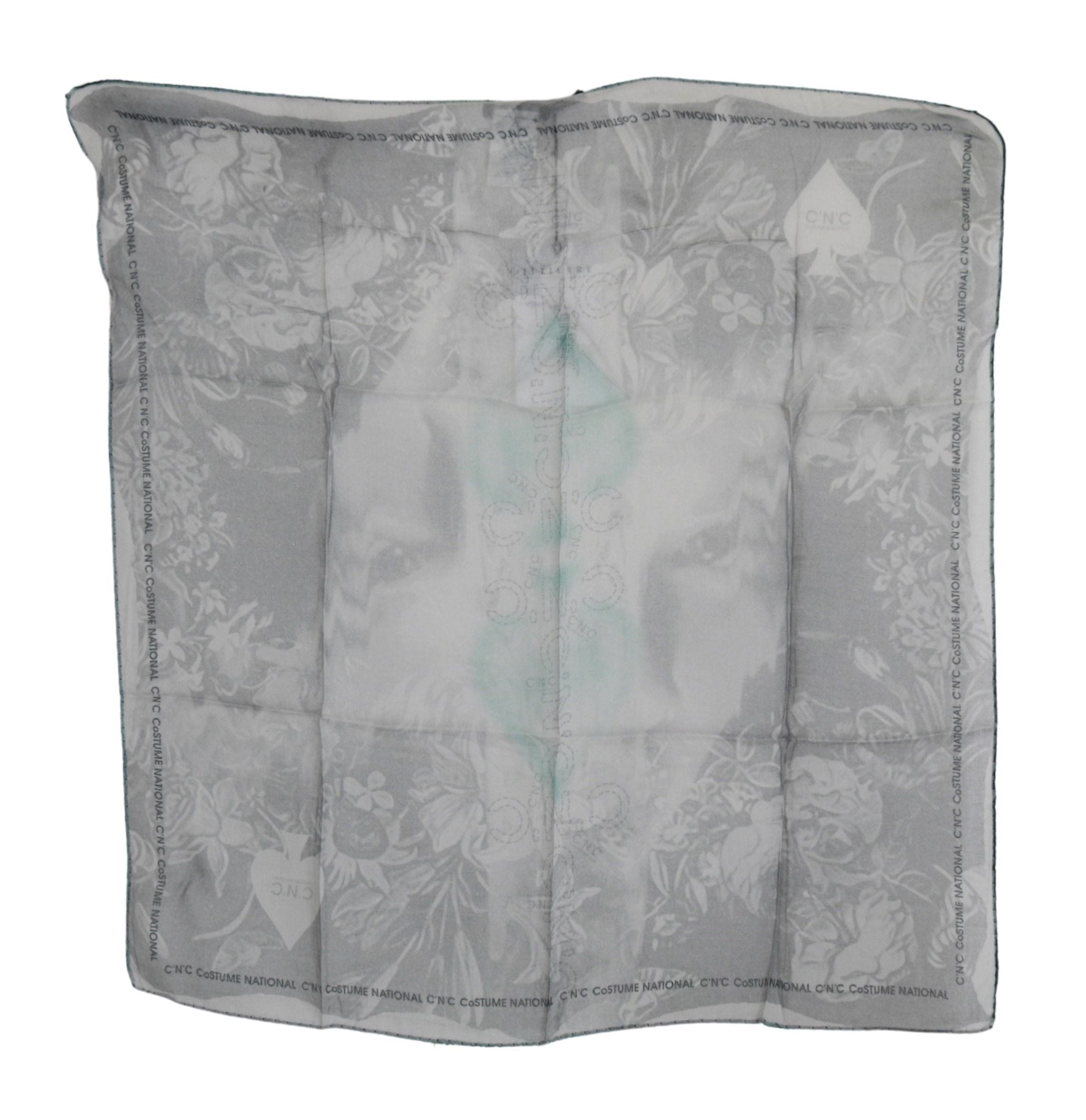 Costume National Gray Silk Shawl Foulard Wrap Women's Scarf