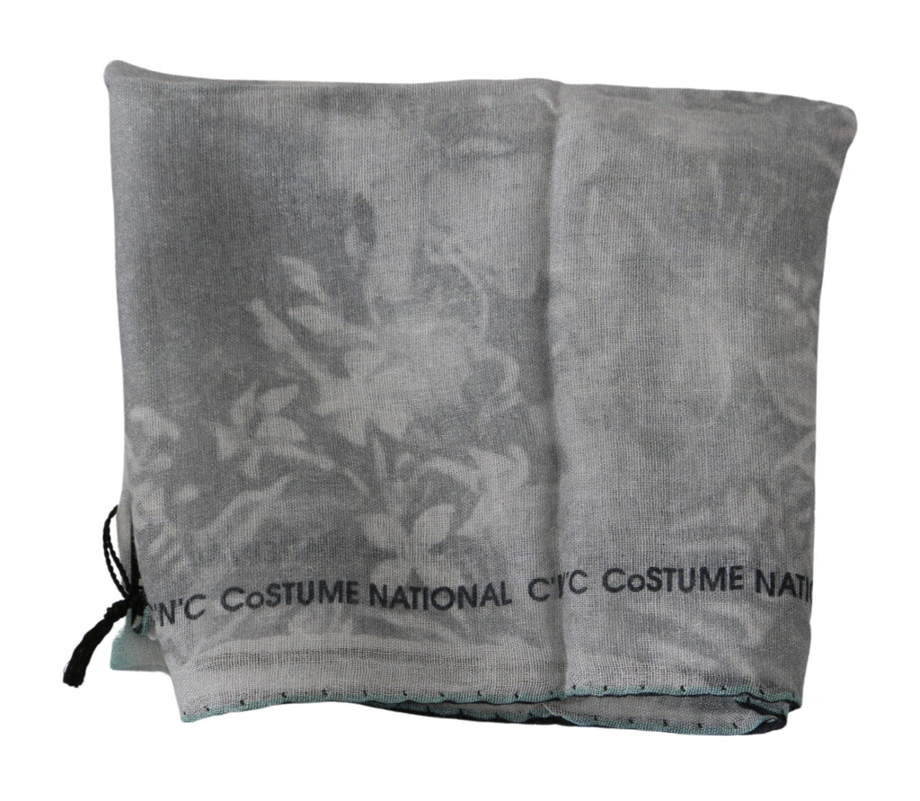 Costume National Gray Silk Shawl Foulard Wrap Women's Scarf