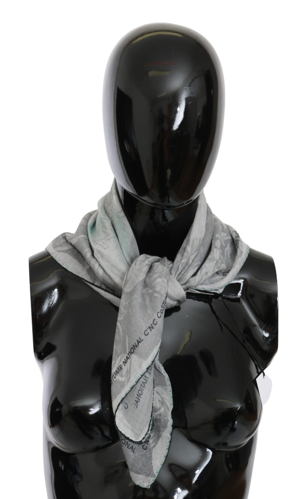 Costume National Gray Silk Shawl Foulard Wrap Women's Scarf