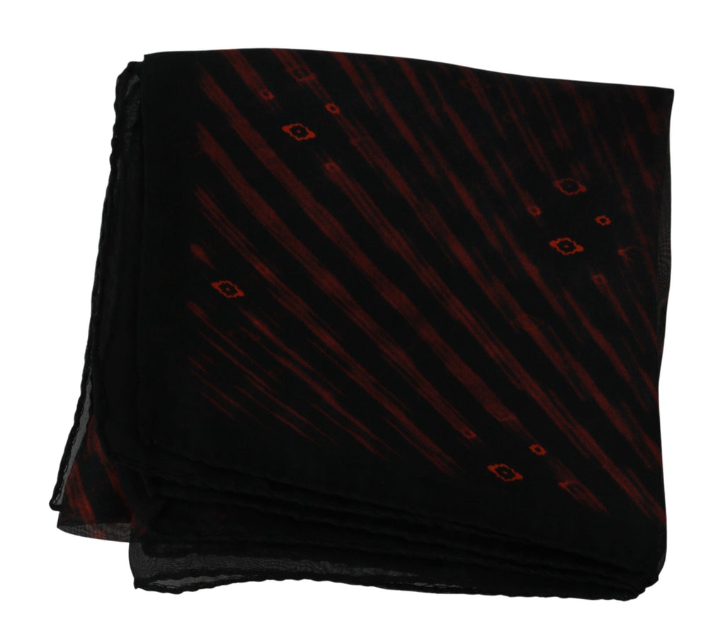 Costume National Black Orange 100% Silk Branded Women's Scarf