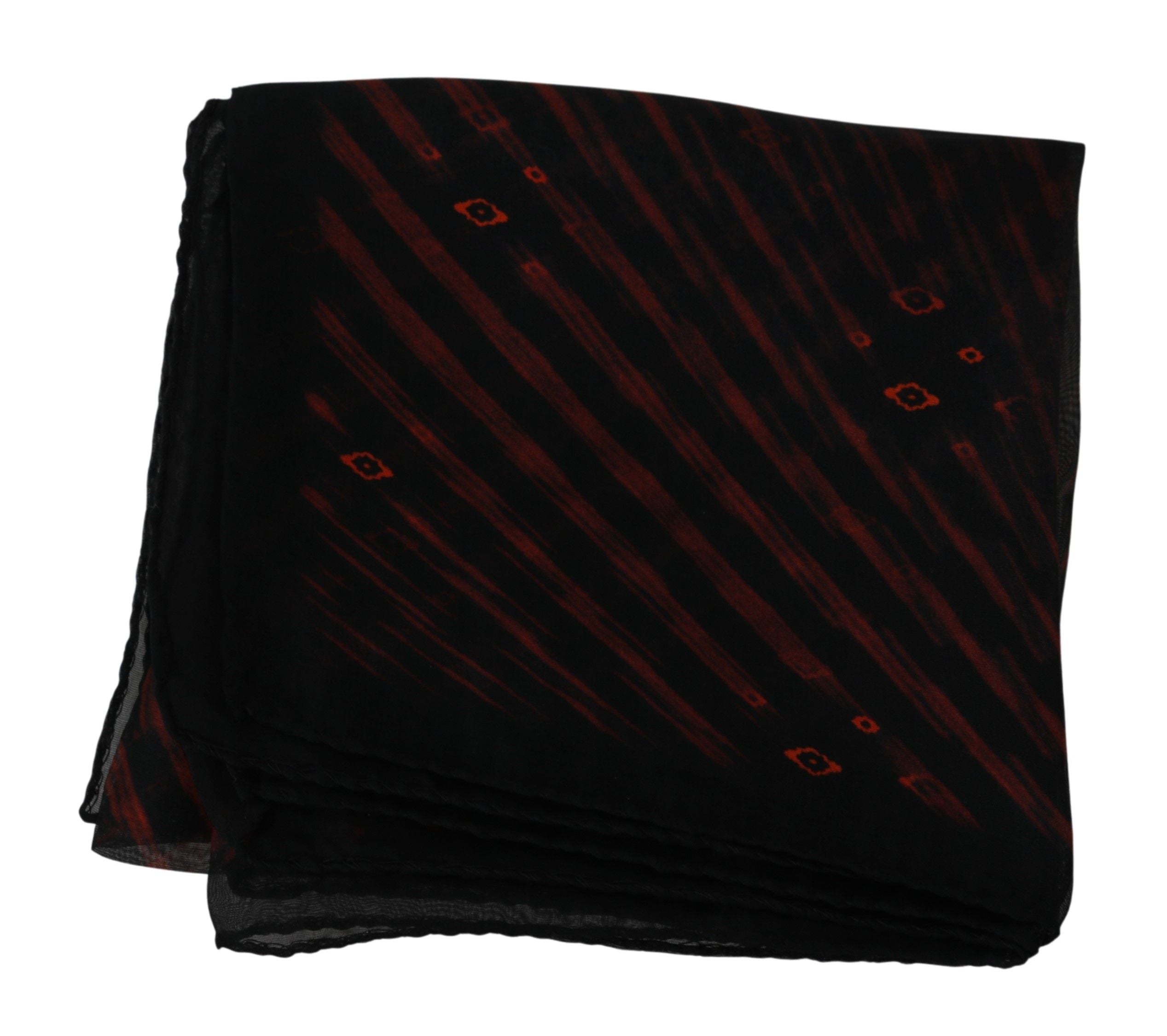 Costume National Black Orange 100% Silk Branded Women's Scarf