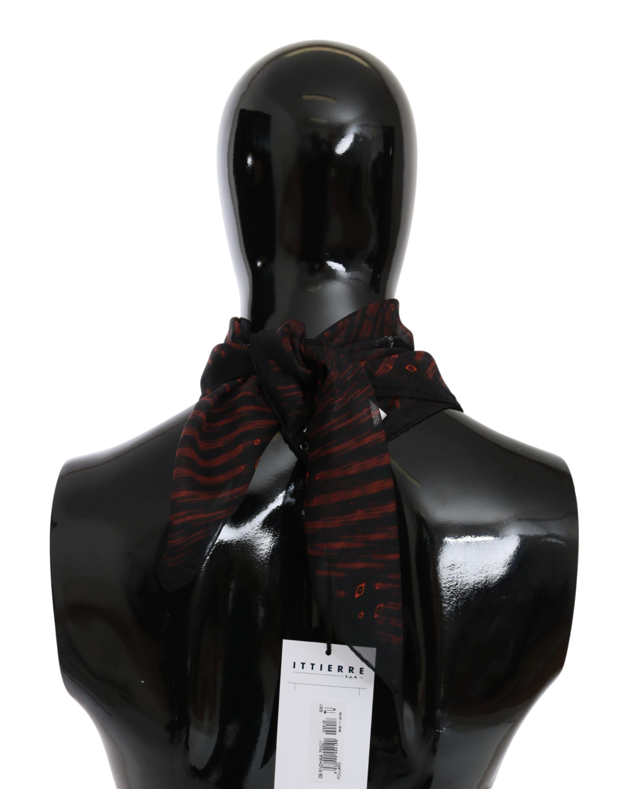 Costume National Black Orange 100% Silk Branded Women's Scarf
