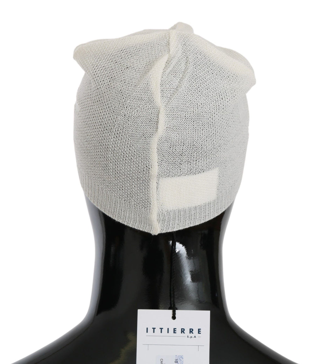 Costume National Beanie White Wool Blend Branded Men's Hat