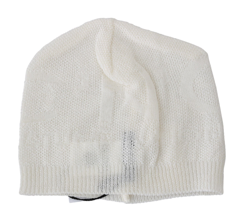 Costume National Beanie White Wool Blend Branded Men's Hat