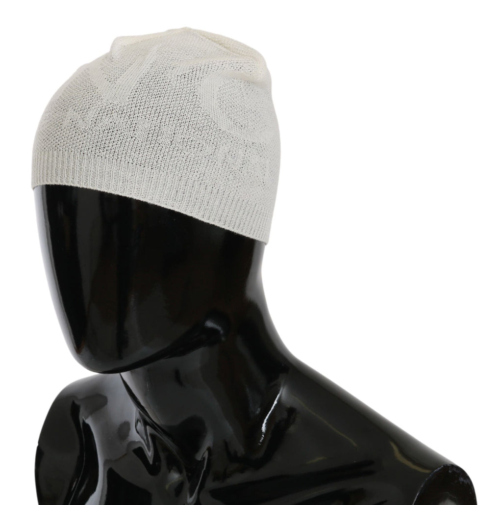 Costume National Beanie White Wool Blend Branded Men's Hat