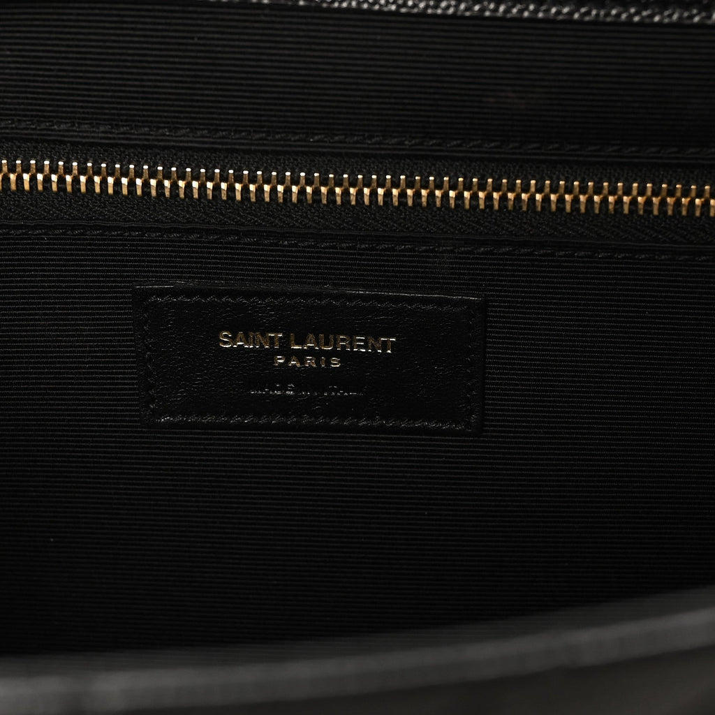 Grain De Poudre Matelasse Chevron Large Monogram Satchel Black