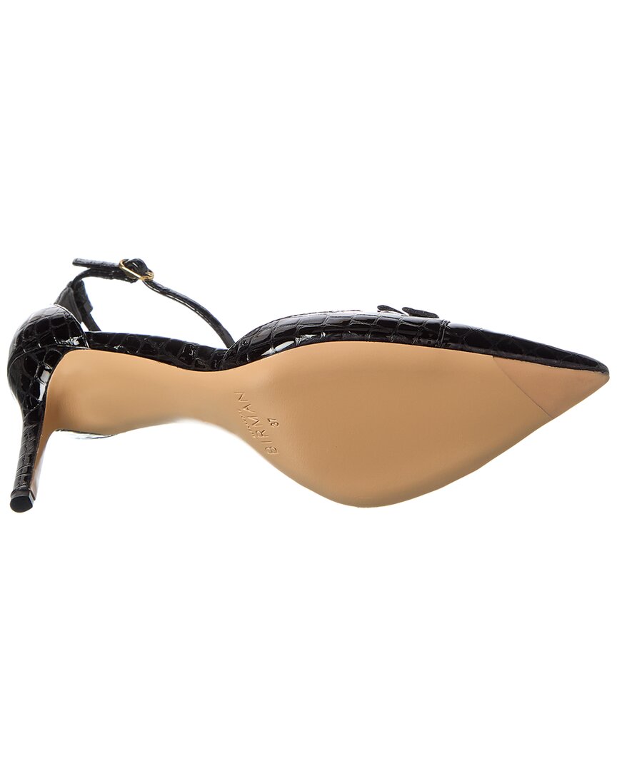 Alexandre Birman Kate 85 Croc-Embossed Patent Pump