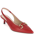 Tiffany & Fred Paris Metal-Link Leather Slingback Kitten Heel Pump