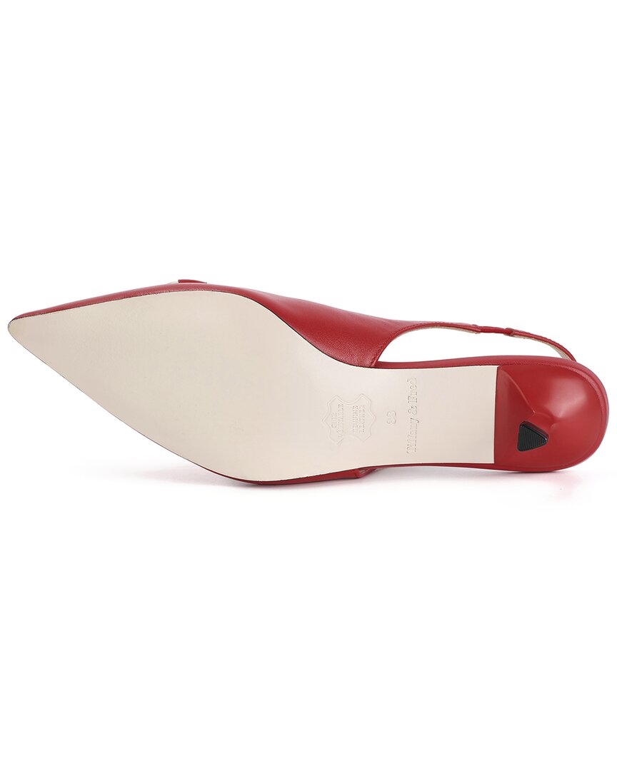 Tiffany & Fred Paris Metal-Link Leather Slingback Kitten Heel Pump