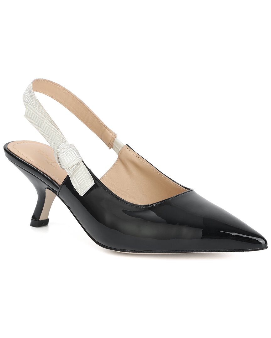 Tiffany & Fred Paris Patent Slingback Kitten Heel Pump Black