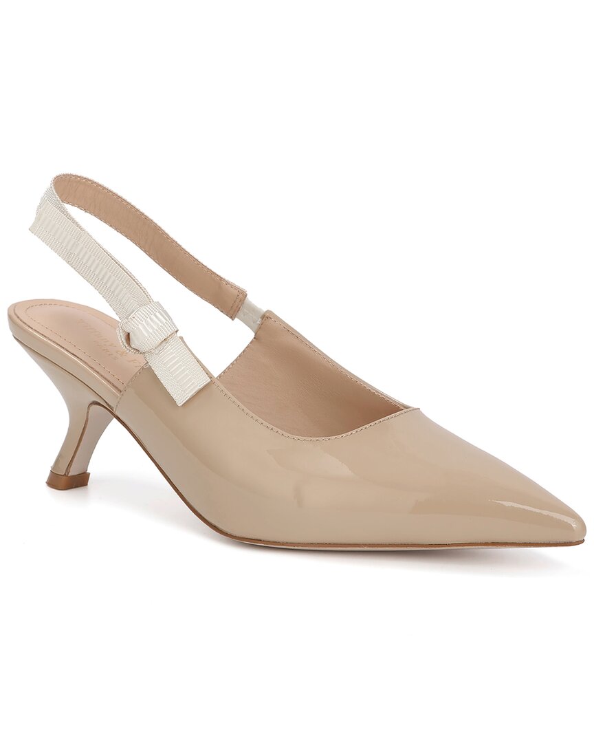 Tiffany & Fred Paris Patent Slingback Kitten Heel Pump Beige