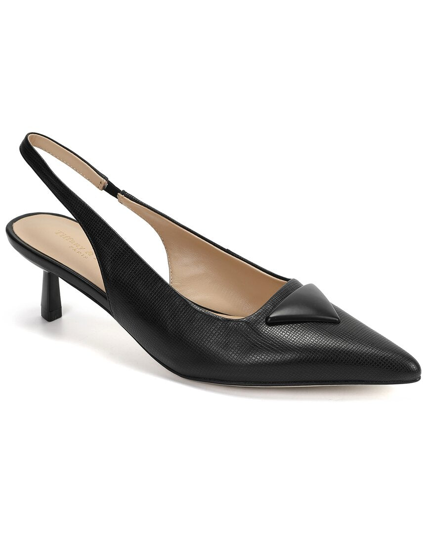 Tiffany & Fred Paris Leather Slingback Kitten Heel Pump Black