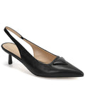 Tiffany & Fred Paris Leather Slingback Kitten Heel Pump Black