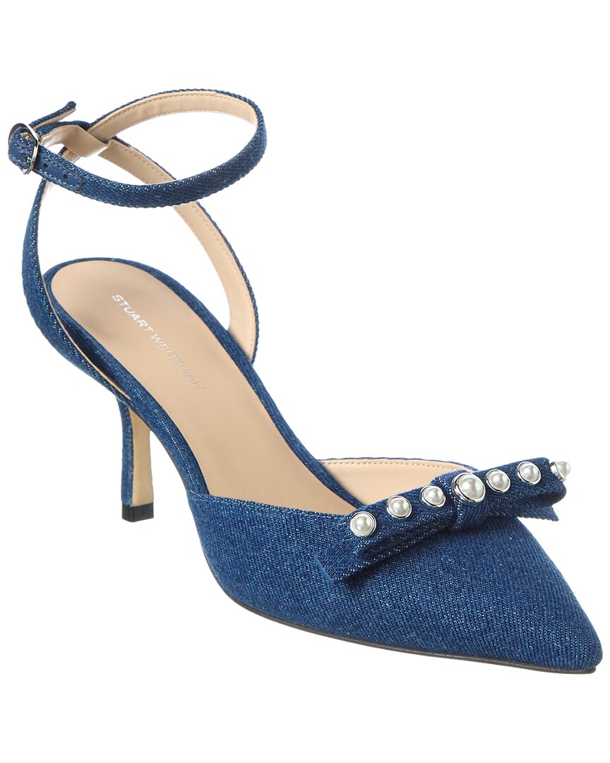 Stuart Weitzman Luella Strap 75 Denim Pump