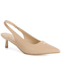 Tiffany & Fred Paris Leather Slingback Kitten Heel Pump Beige