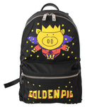 Dolce & Gabbana Black Golden Pig of the Year School Men's Backpack